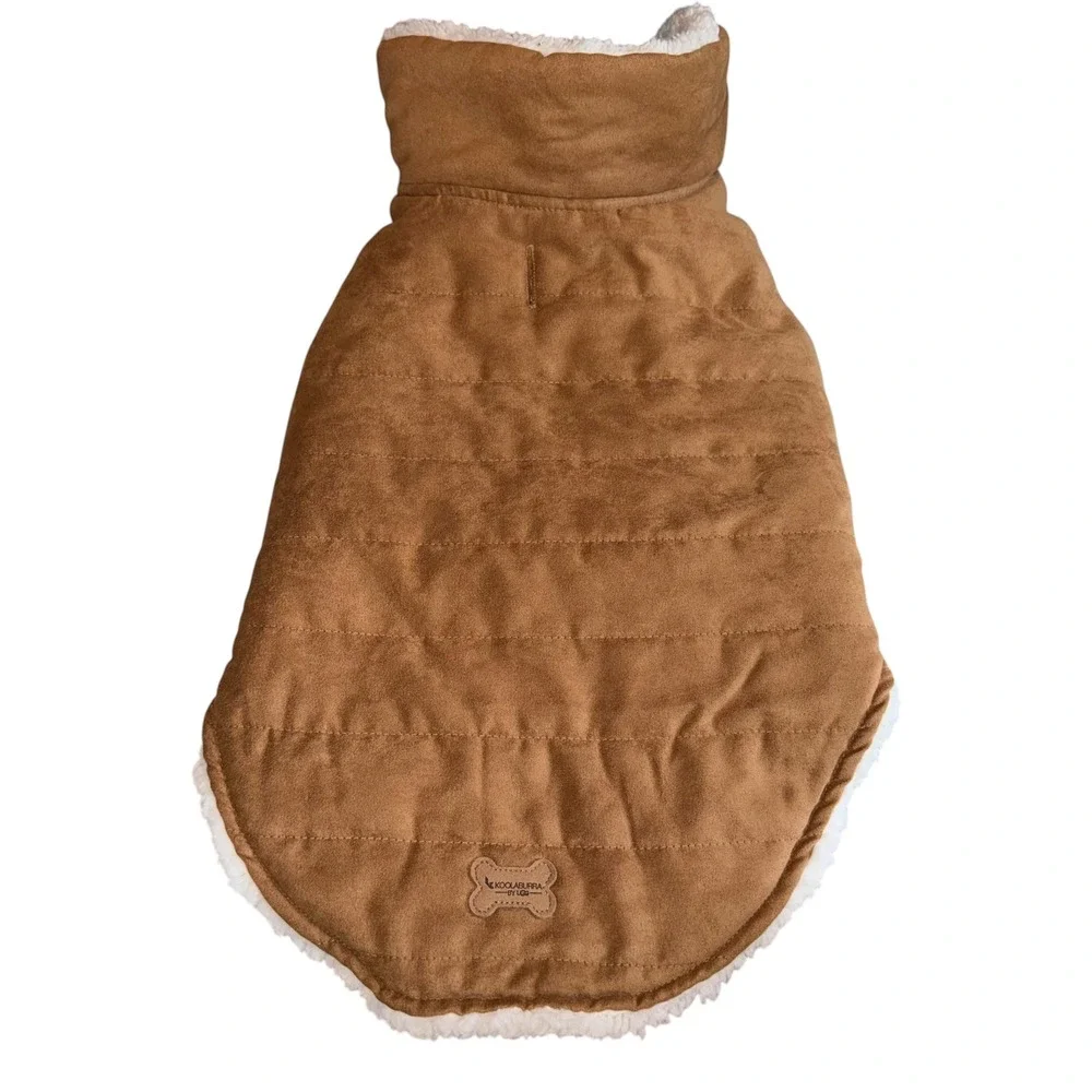 Koolaburra by UGG Dog Coat Large Chestnut Brown Faux Suede Sherpa Lined Jacket